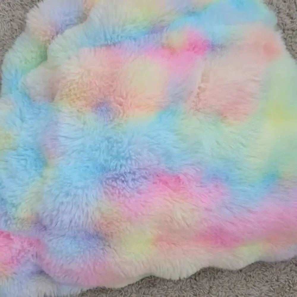 Rainbow Faux Fur Bean Bag Chair Cover